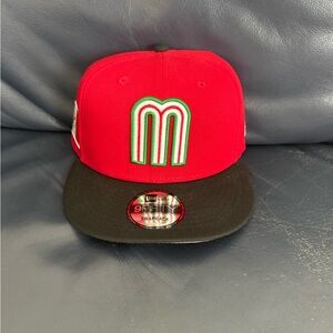 New Era Mexico M Hat 9FIFTY Snapback Red Black Adjustable Cap